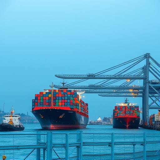A busy shipping port in Australia.