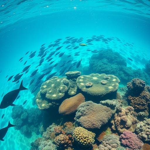 A scenic view of a coral reef in Oceania.
