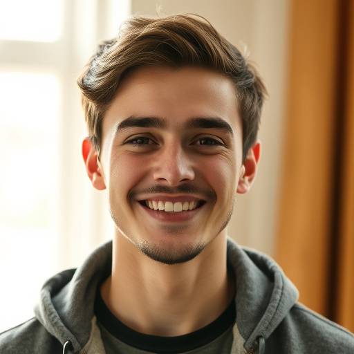 Portrait of a popular young actor smiling warmly at the camera.