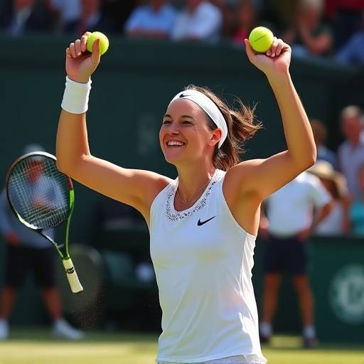 Tennis player celebrating winning a point